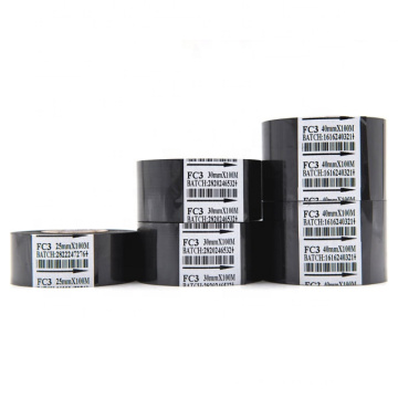 OEM size wholesale 35mm*100m hot selling black color FC3 type expiry date printing hot coding foil used for printing date number